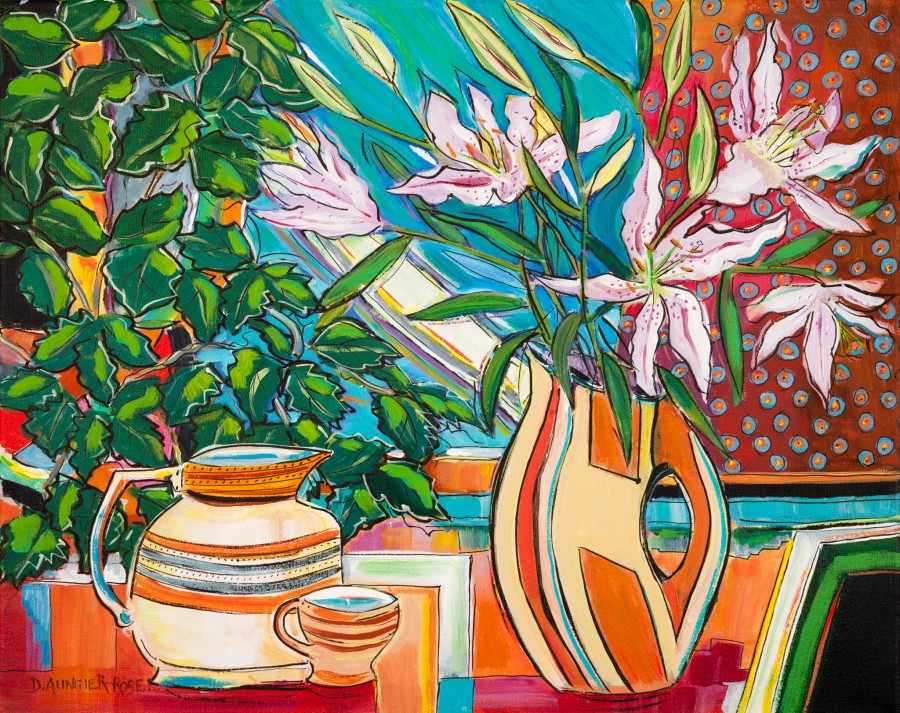 Still Life With Lilies, Vase and Jug by Diana Aungier-Rose