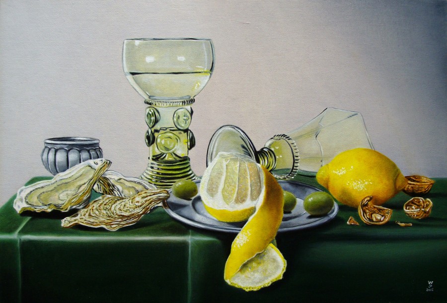 Peeled Lemon with Olives and Oysters by Jean-Pierre Walter