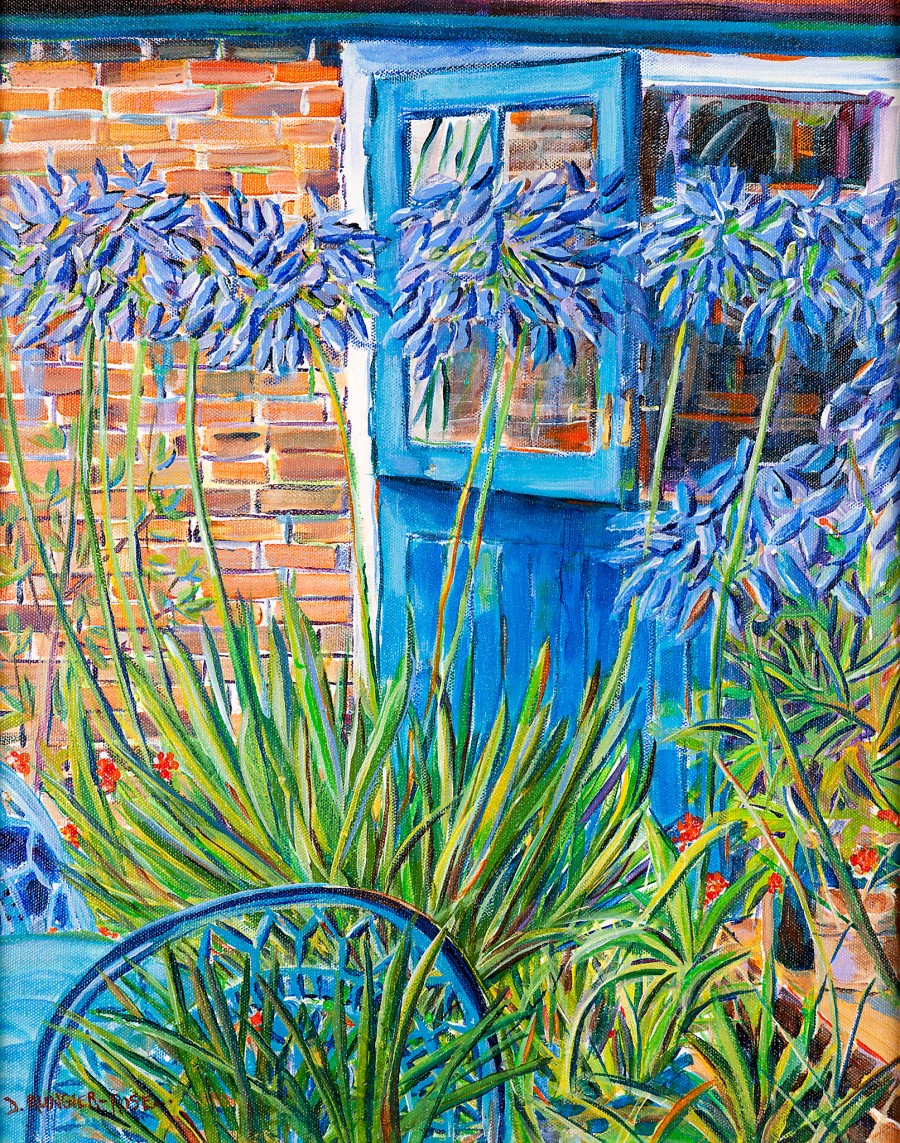 Agapanthus By The Blue Door by Diana Aungier-Rose