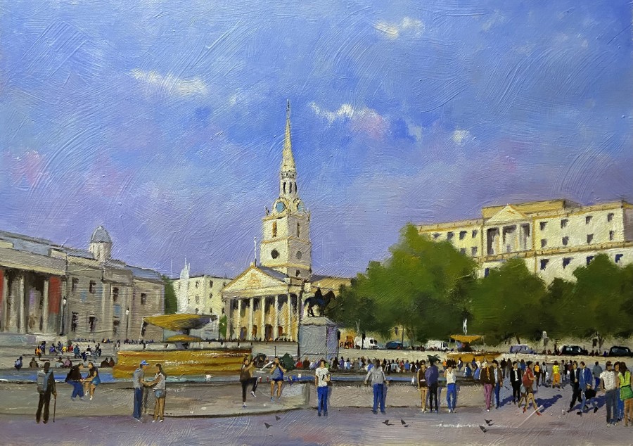 Summer Crowds, Trafalgar Square by Mike Samson