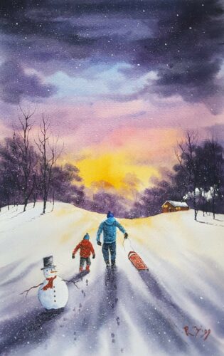 Sledging With Dad by Ricky Figg