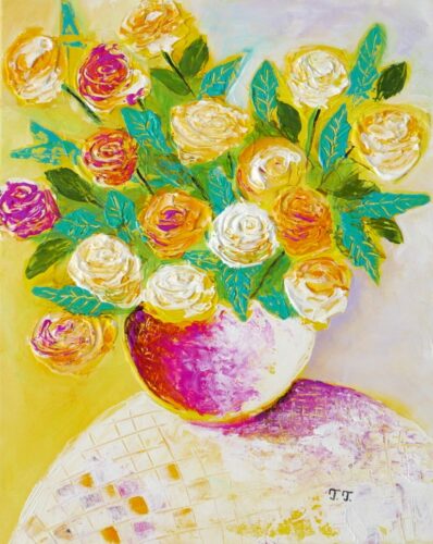 Painting of yellow roses