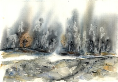 Misty forest - watercolor on paper