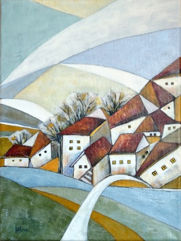 Quiet Village acrylic on canvas