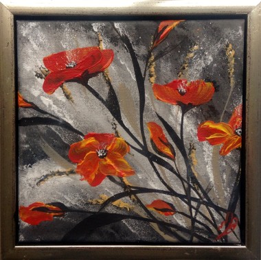 Red Poppies in a Gold Frame