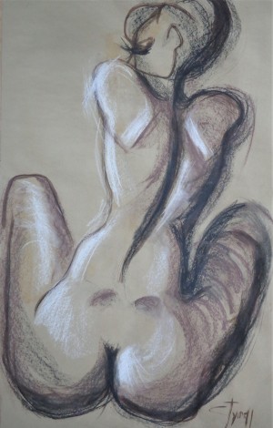seated nude woman back