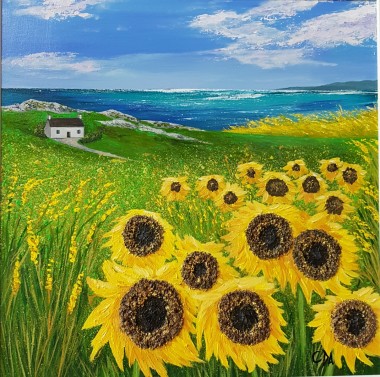 Windswept Coastal Sunflowers