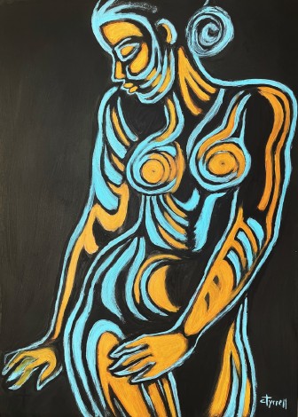 Painted Body Orange and Blue 3