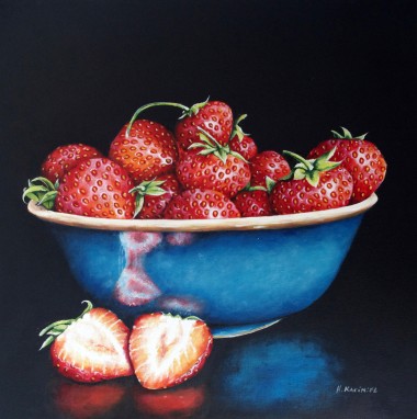 A Blue Bowl of Strawberries