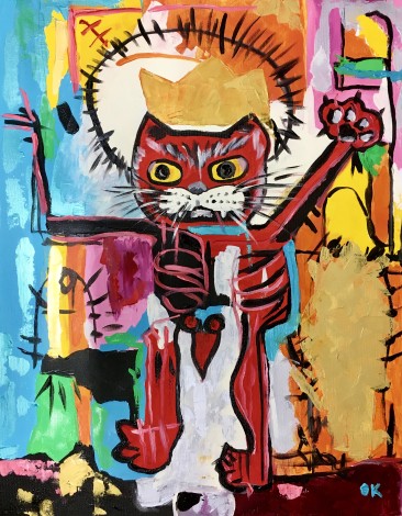Red King Cat Inspired by Basquiat 