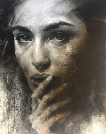 Portrait on canvas glued onto panel 