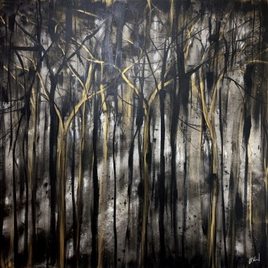 Abstract Black Gold Forest