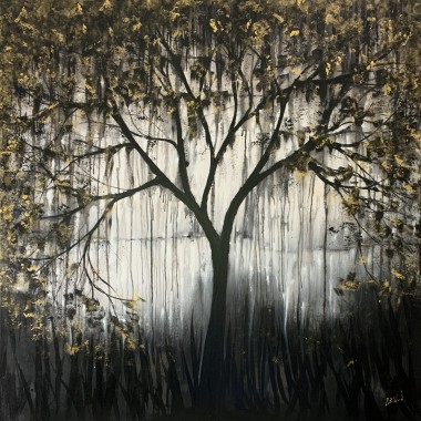 large tree painting black gold