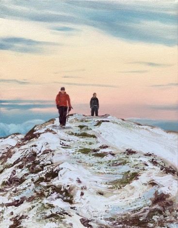 Winter Summit Sunset, winter Mountaineering, Caer Caradoc, 