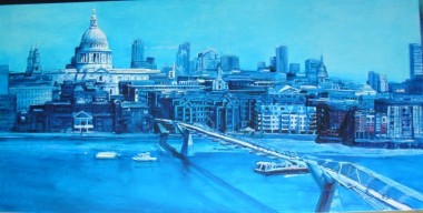 St. Paul&#39;s Cathedral London Skyline with Indigo Blue