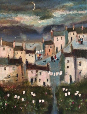 Miners cottages 
New moon 
Figurative 
Welsh mountains 
Coal mines 
Sheep 
Cows dogs 