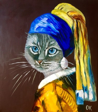Blue British Cat   with The Pearl Earring 