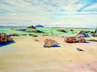Tropical Beach Seascape Oil Painting by UK artist Elizabeth Sadler