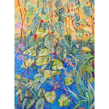 Tropical Jungle oil painting by UK artist Elizabeth Sadler