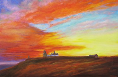 canvas oil painting of a sunset by Maureen Greenwood