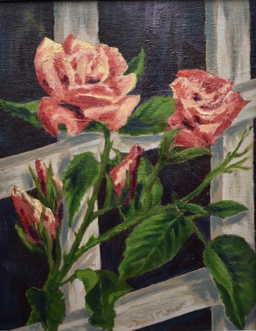 Climbing Roses oil painting by David Mather