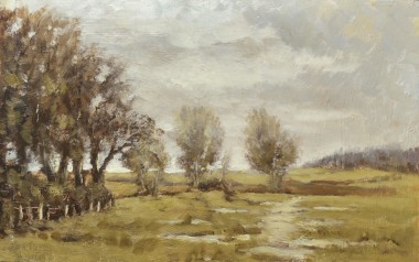 Wet day in March on Dartmoor oil painting by David Mather