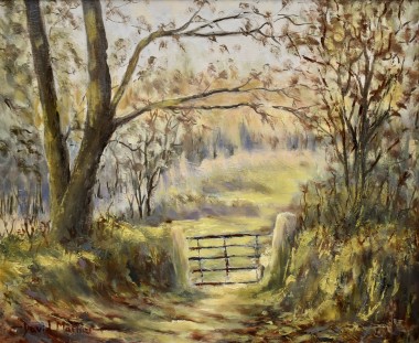 Five bar gate oil painting by David Mather