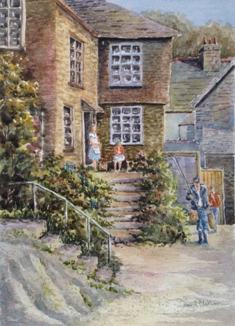 Home With the Catch watercolour by David Mather