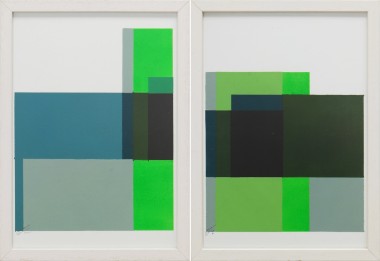 Cubistic Modern Green - Diptych - Incl Frame