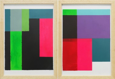 Cubistic Modern Pink - Diptych - Incl Frame
