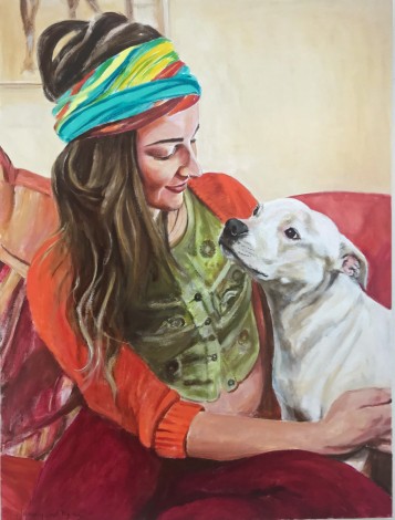 Love between girl and dog
