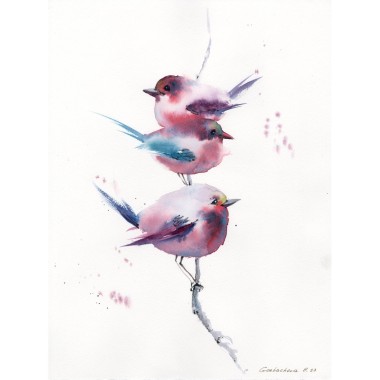 Pink motifs. Birds