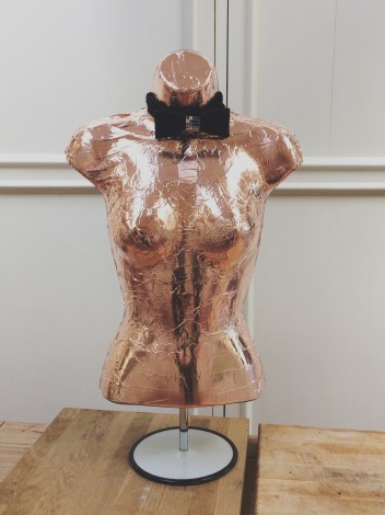 Sculpture Mannequin in copper leaf with bow tie 