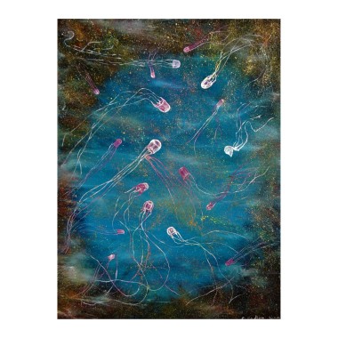 Fantasy Jellyfish Underwater Oil painting by UK artist Elizabeth Sadler