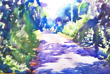 Painting country lane summers day McQuillan