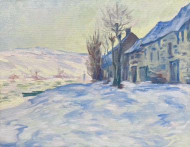 'Lavacourt under Snow' - Monet reproduction