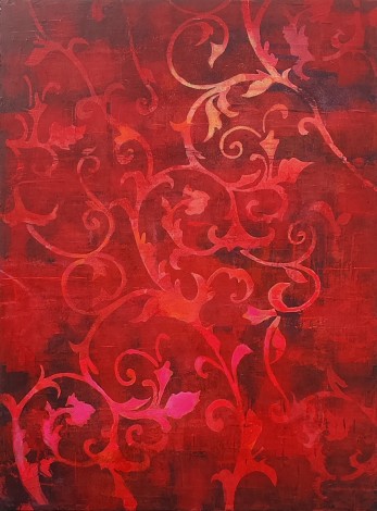 Red Abstract Painting on canvas 