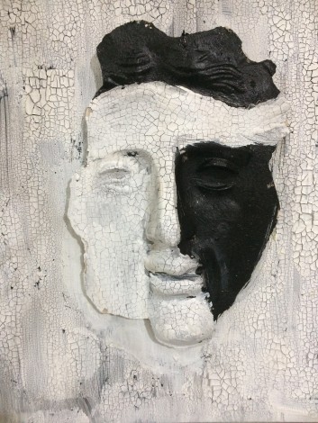 Sculpture man gift warrior black and white plaster gypsum modern