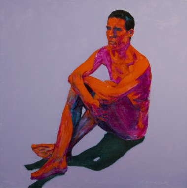 Modern nude of a man in red and mauve