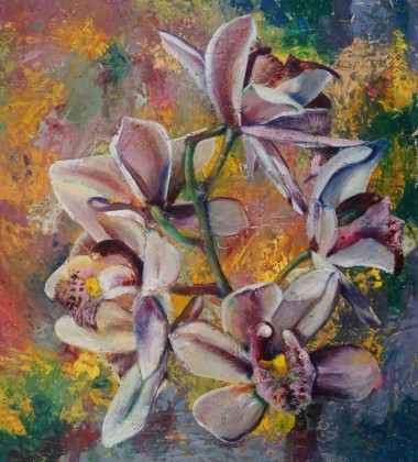 Orchid II. (hot wax on OSB)