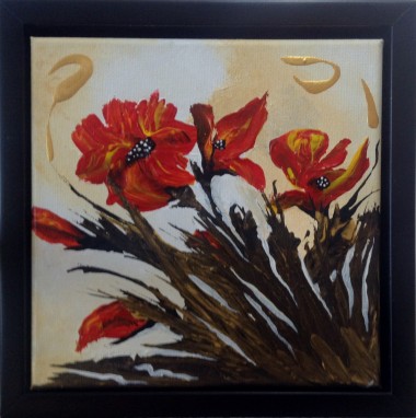Wild Red Poppies in a Frame