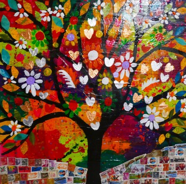 Quirky Colourful Tree with Flowers 