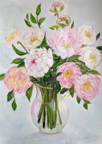 Fluffy Peonies in a Vase
