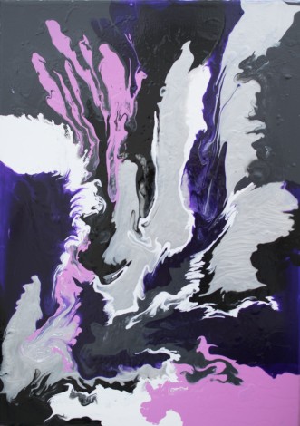 purple, pink and silver authentic, original acrylic painting