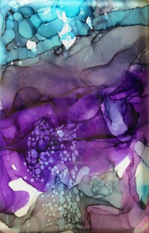 seascape ink ocean flowing sea waves land purple modern abstract 