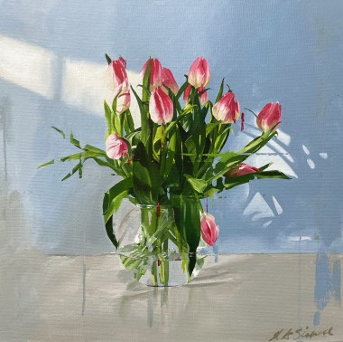 Tulips in Glass Vase