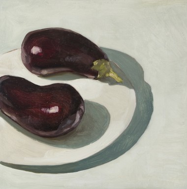 modern still life of two eggplants