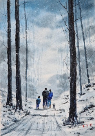 Walk In Winter
Original watercolour painted by Ricky Figg
Family walk in winter. 