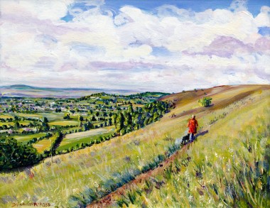 WALKING ON THE COTSWOLD WAY AT SELSEY painting for sale