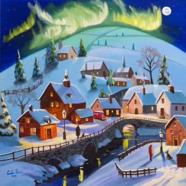 Winter Wonderland Village Under the Northern Lights